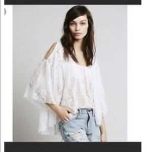 Free People Lace Cold Shoulder top